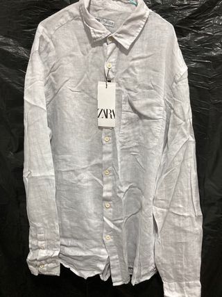 Camisa Zara gris/blanca