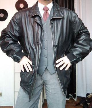 Giacca Pelle Uomo Vintage Nera Vera Pelle BARONE