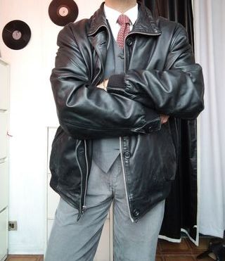 Giacca Pelle Uomo Vintage Nera Vera Pelle BARONE