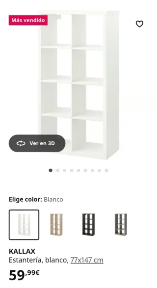 Estantería KALLAX Blanca 77x147 cm
