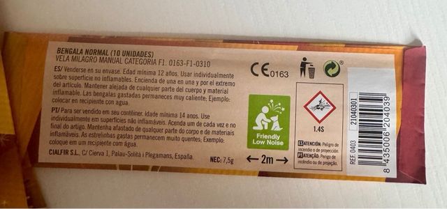 Bengalas Estrellas Cialfir - Pack  25 bolsas de 10