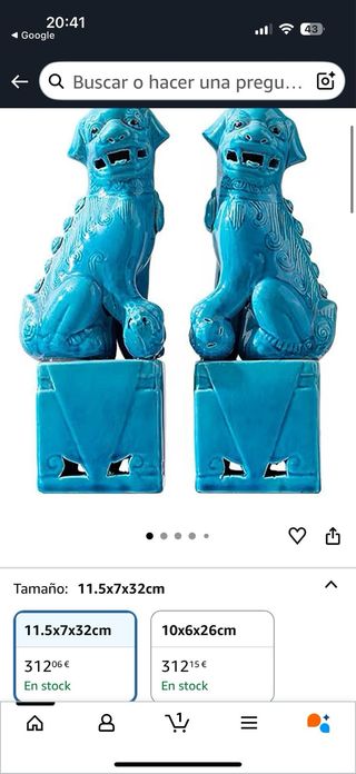 Coppia di Draghi Cinesi Foo Dogs in Ceramica Blu
