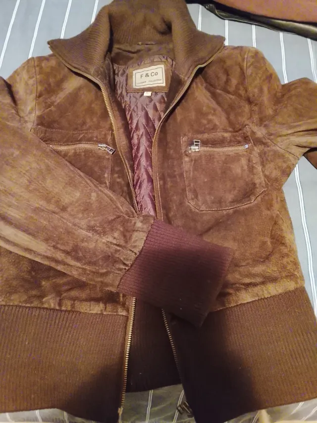 Chaqueta F & Co Marrón Suede Bomber