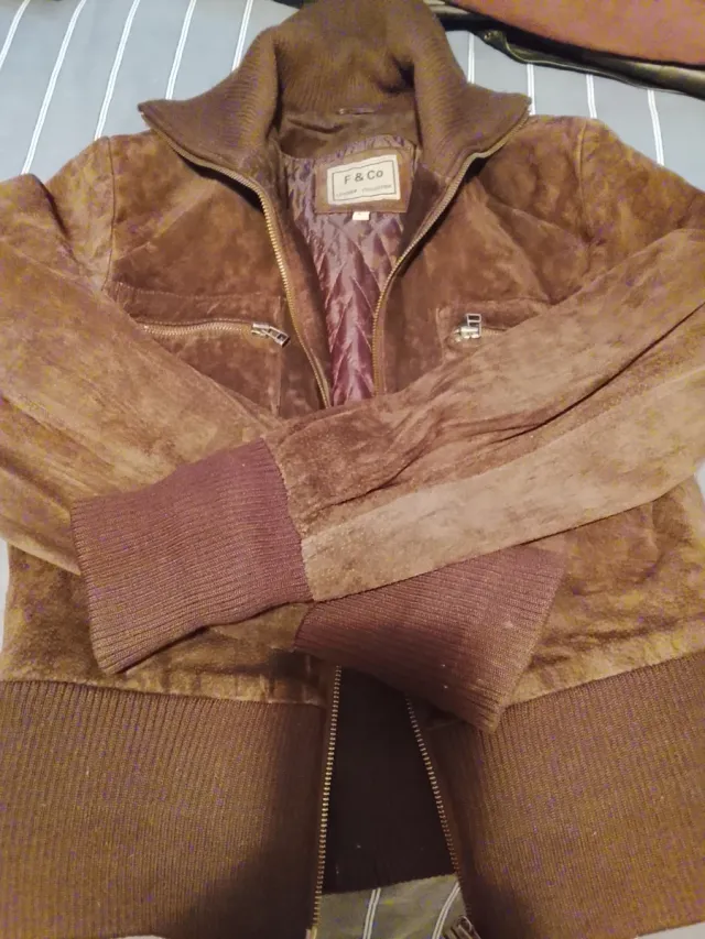 Chaqueta F & Co Marrón Suede Bomber
