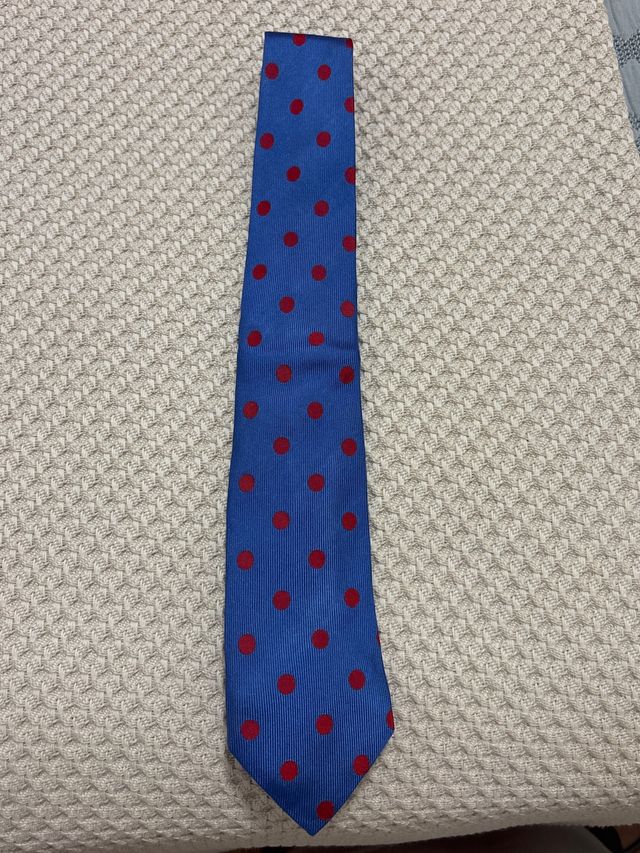 Corbata Eredi Chiarini Azul con Puntos Rojos