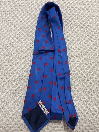 Corbata Eredi Chiarini Azul con Puntos Rojos