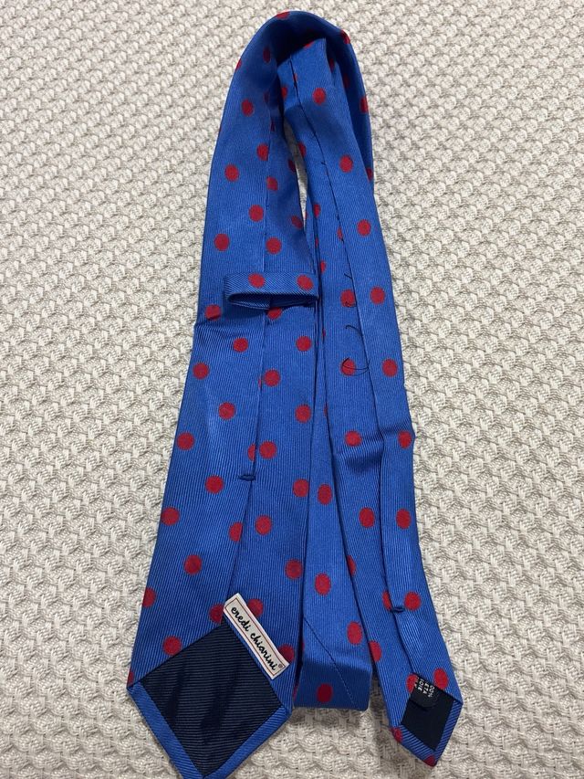 Corbata Eredi Chiarini Azul con Puntos Rojos
