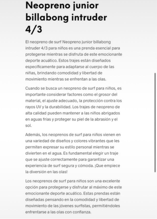 Neopreno Billabong Infantil Talla 12