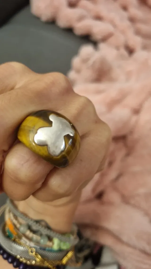 Anillo Tous Oso Ojo de Tigre Plata
