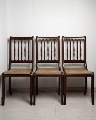 6 Sillas de Comedor Madera y Tela