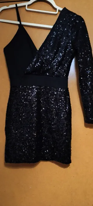 Vestido fiesta lentejuelas asimétrico