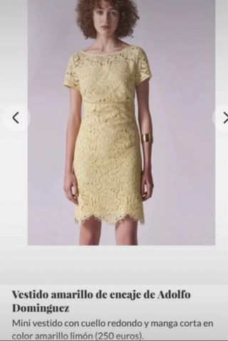 Vestido Adolfo Domínguez encaje amarillo