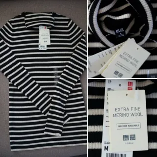 Jersey Lana Merino Uniqlo Rayas M Mujer