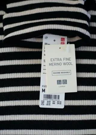 Jersey Lana Merino Uniqlo Rayas M Mujer