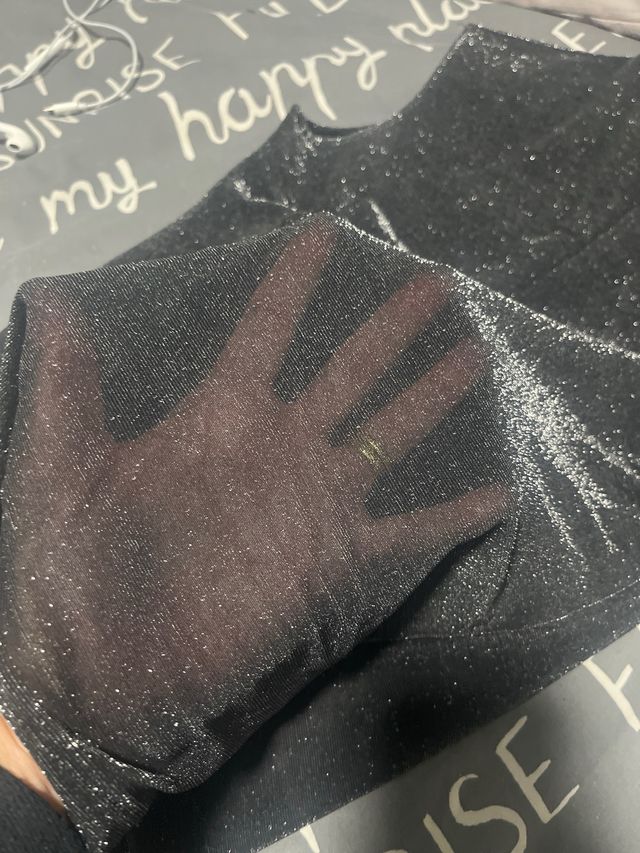 Top Zara brillante negro plateado