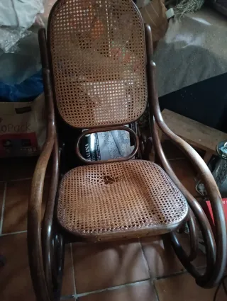 Mecedora Mercedes Vintage Madera Mimbre