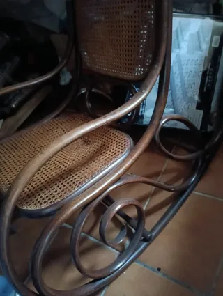 Mecedora Mercedes Vintage Madera Mimbre