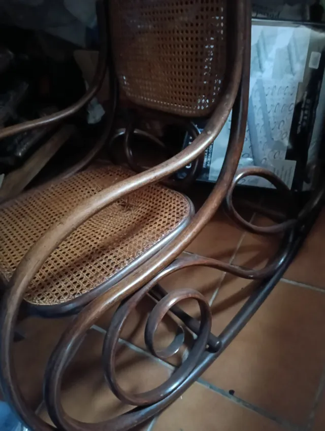 Mecedora Mercedes Vintage Madera Mimbre