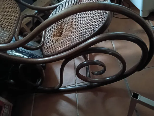 Mecedora Mercedes Vintage Madera Mimbre