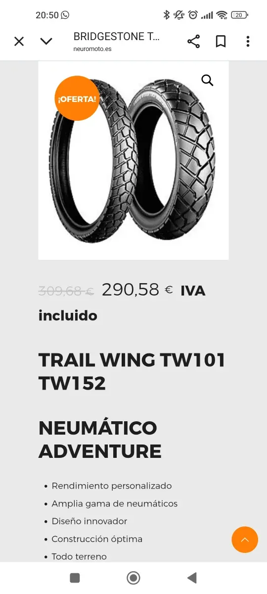 2 ruedas Bridgestone Trail wing