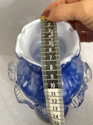Vaso Murano Vetro Blu Bianco