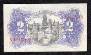 Billete 2 Pesetas República Española 1938