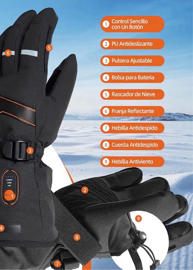 Guantes calefactables táctiles hombre