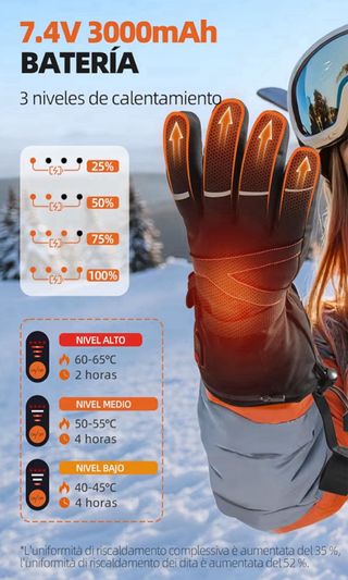 Guantes calefactables táctiles hombre