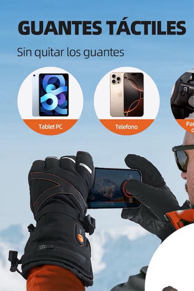 Guantes calefactables táctiles hombre