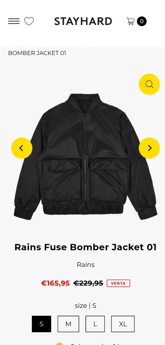 Chaqueta Bomber Rains Negra Talla XL