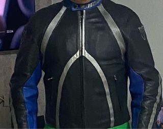 Chaqueta Piel Dainese Negra y Azul talla L