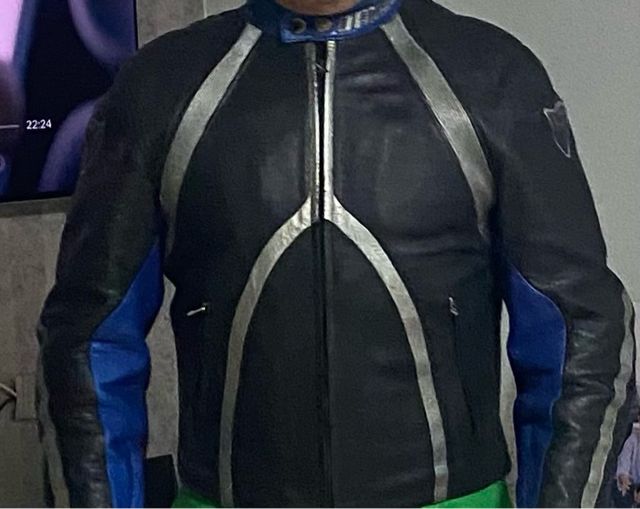 Chaqueta Piel Dainese Negra y Azul talla L