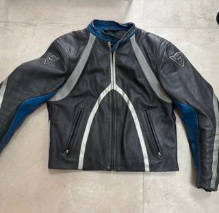 Chaqueta Piel Dainese Negra y Azul talla L