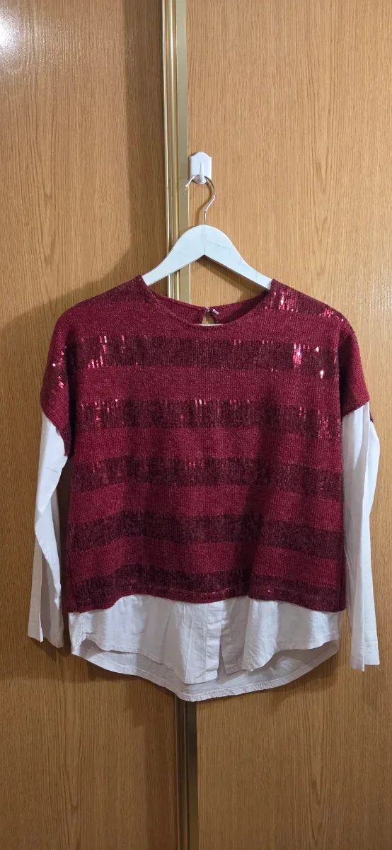Blusa lentejuelas roja y blanca Talla L