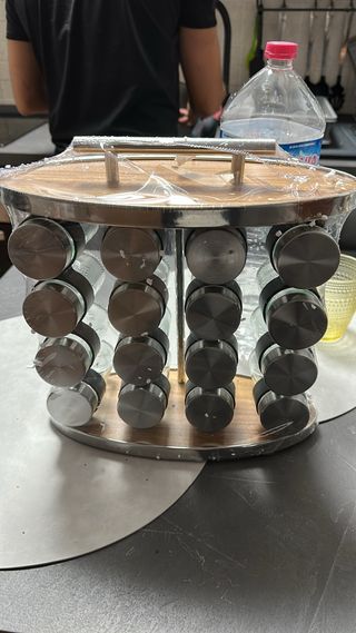 Porta spezie girevole legno e metallo