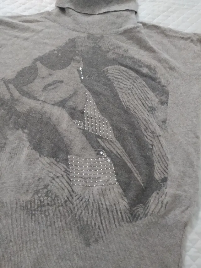 Dolcevita donna beige/grigio taglia XL