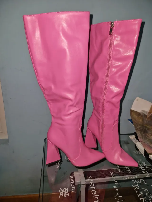 Botas rosas tacón alto talla 38