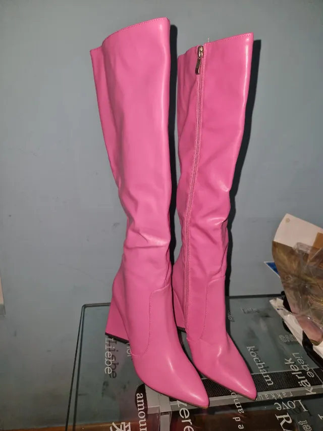 Botas rosas tacón alto talla 38