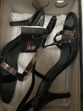 Sandalias Inside tacón negro/plata T.39