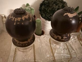 Set 3 decanter vintage – vetro molato + placche