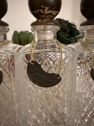 Set 3 decanter vintage – vetro molato + placche