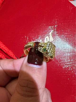 Anillo Pantera dorado con brillos