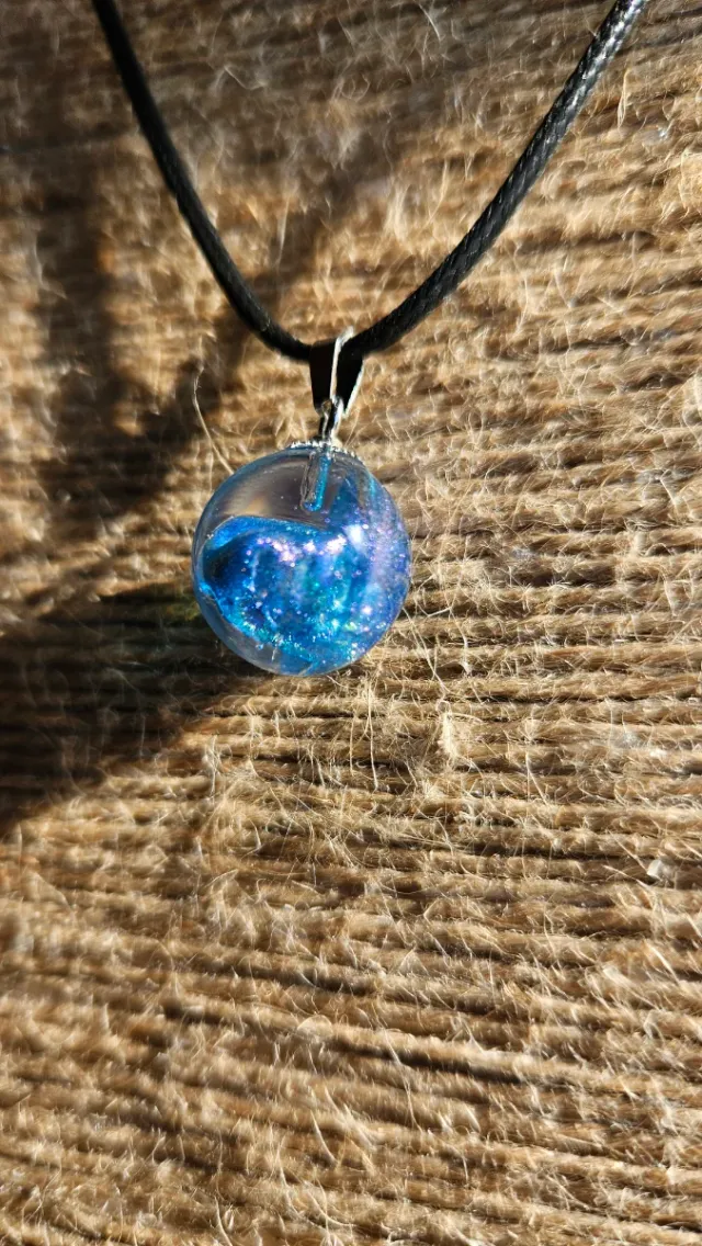 Colgante efecto lava mica azul