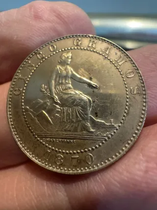 GOBIERNO PROVISIONAL 5 CENTIMOS OM 1870  EBC