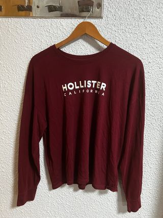 Camiseta Hollister Manga Larga Mujer Roja