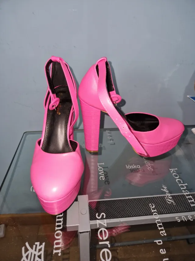 Zapatos tacón rosa plataforma talla 38
