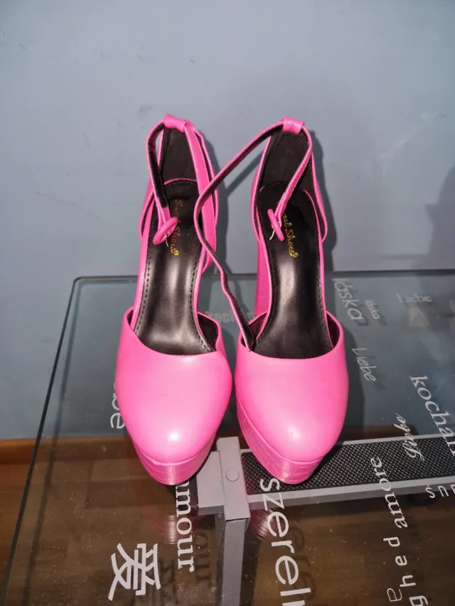 Zapatos tacón rosa plataforma talla 38