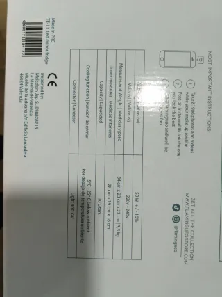 Mini nevera 10L espejo y luz LED