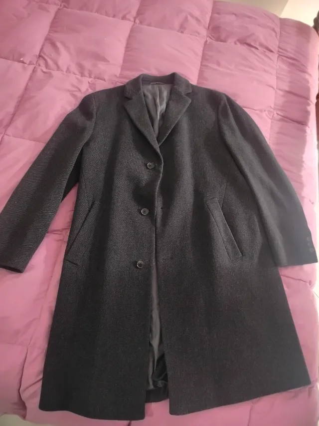 Cappotto Boss Hugo Boss 82% Lana Vergine Grigio