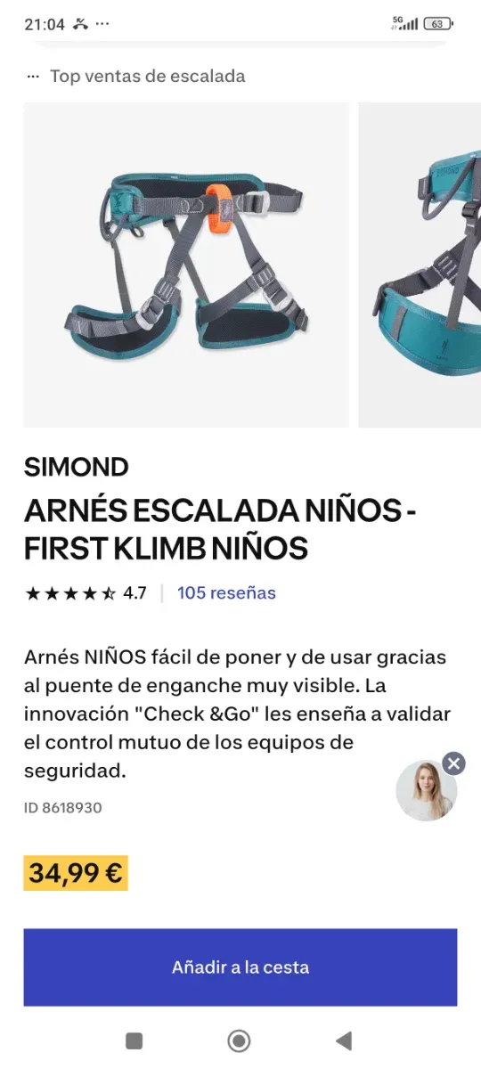 Arnés de escalada infantil